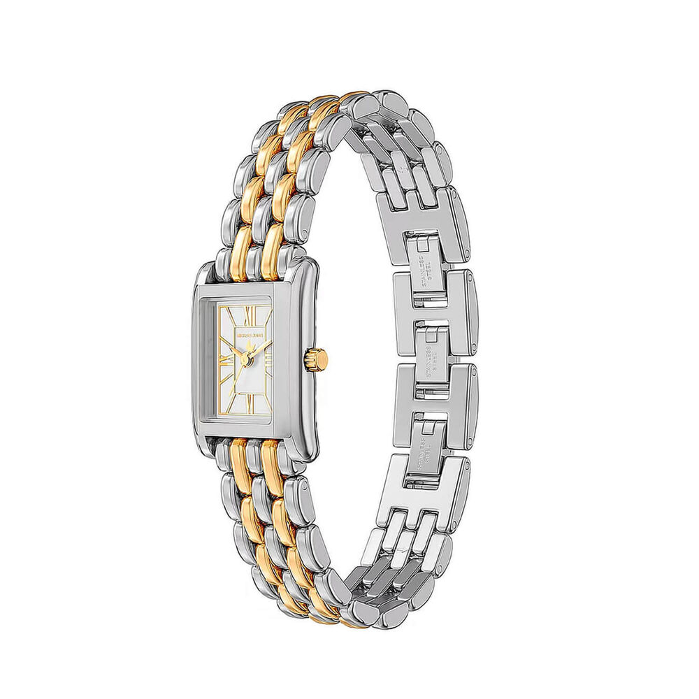 Michael Kors Petite Essex 20x27mm White Dial Two Tone Stainless Steel Bracelet Watch