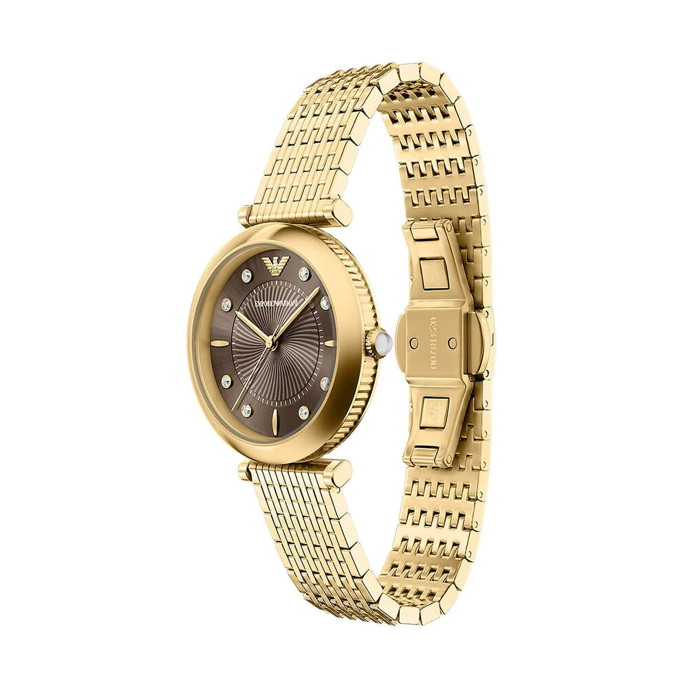 Emporio Armani 32mm Brown Dial Gold Tone Stainless Steel Bracelet Watch