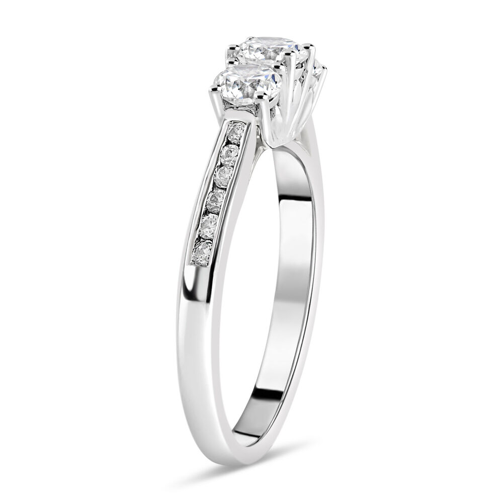 18ct White Gold 1.00ct Diamond Trilogy Tulip Setting Ring image number 3