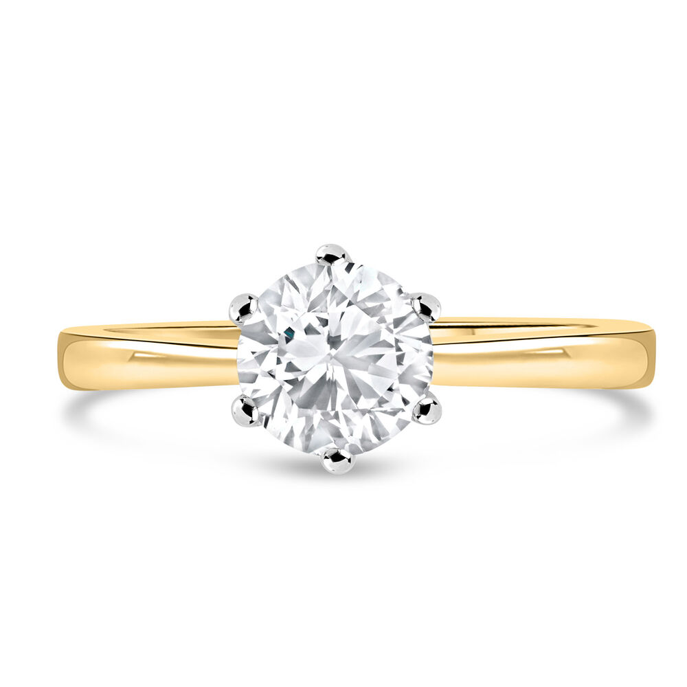 18ct Yellow Gold 1.00ct Diamond Six Claw Ring image number 1