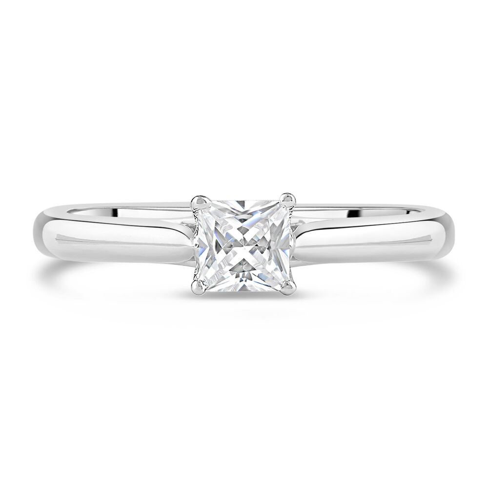 18ct White Gold 0.40ct Princess Diamond Orchid Setting Ring image number 1