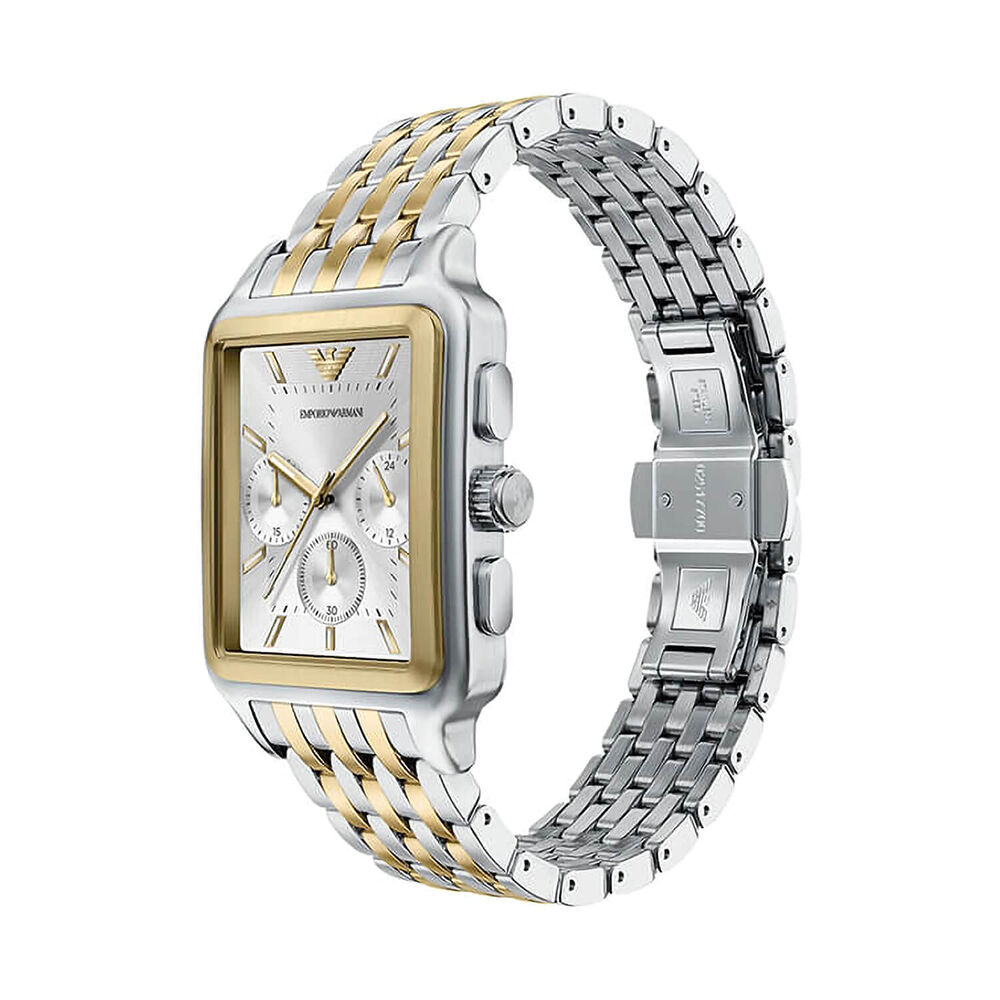 Emporio Armani Diego 38mm Silver Dial Two Tone Stainless Steel Bracelet Watch
