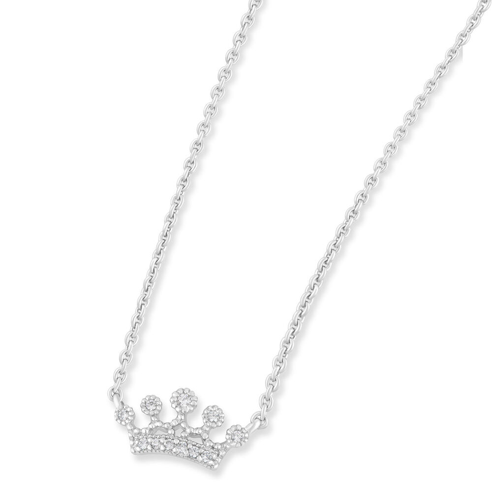 Little Treasure Sterling Silver Cubic Zirconia Crown Necklet