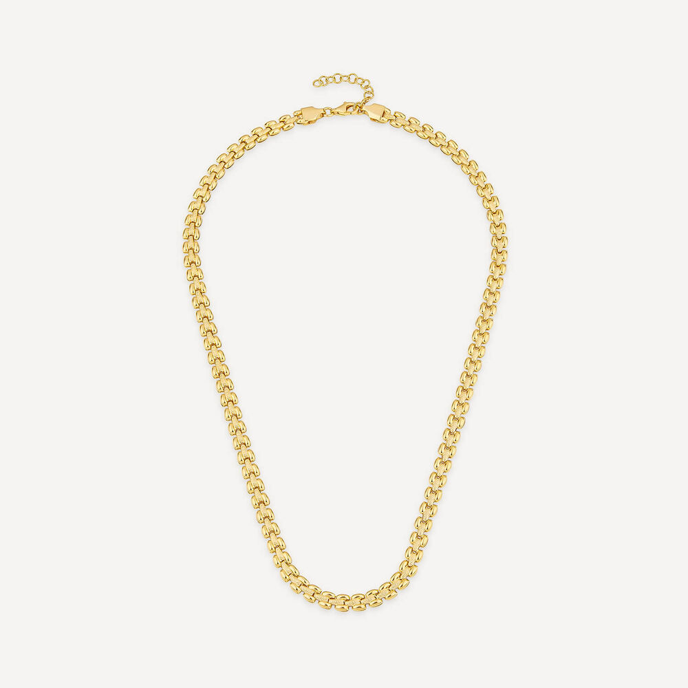 Silver & Yellow Gold Plated Brick Link Necklet