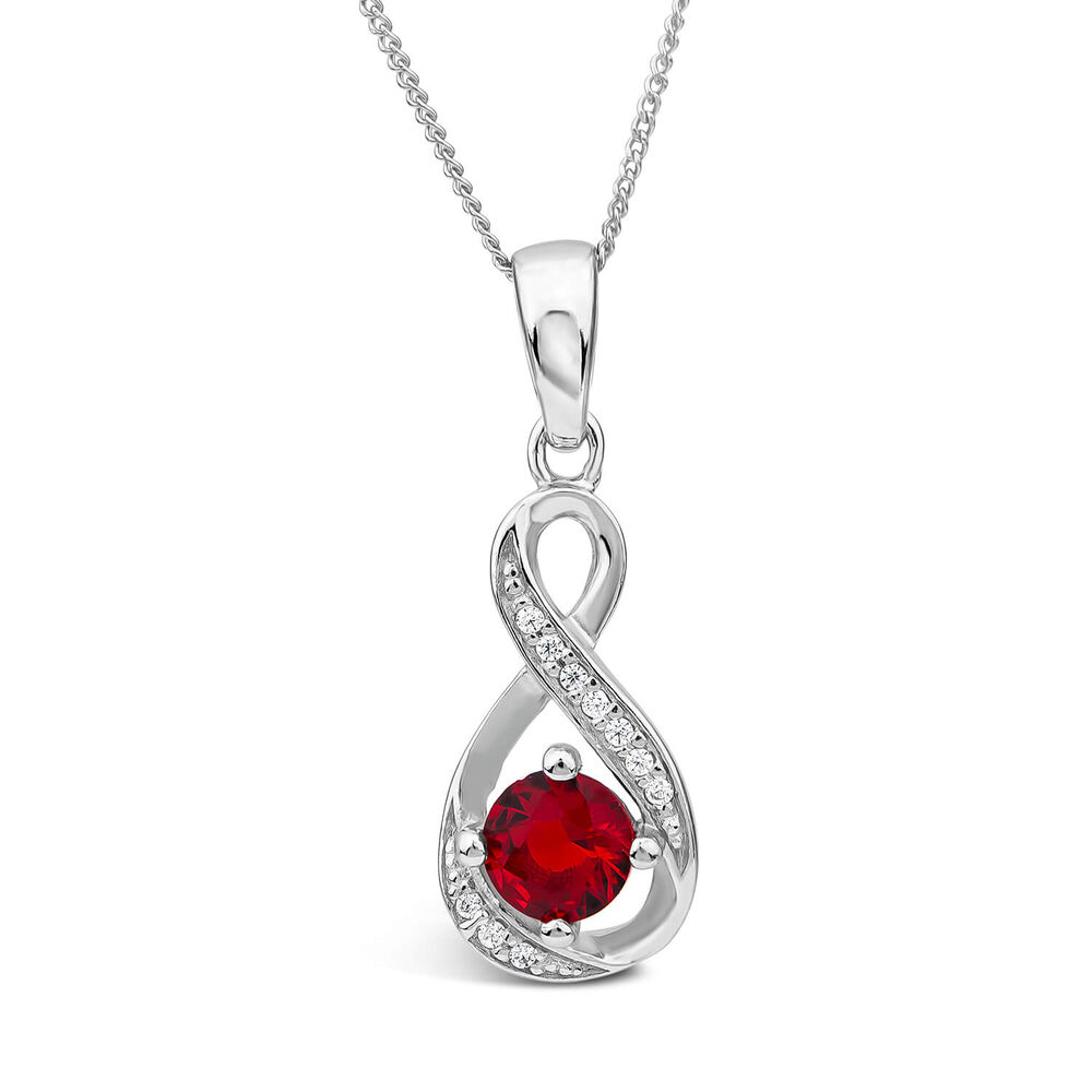 Sterling Silver and Cubic Zirconia July Birthstone Pendant (Chain Included) image number 0