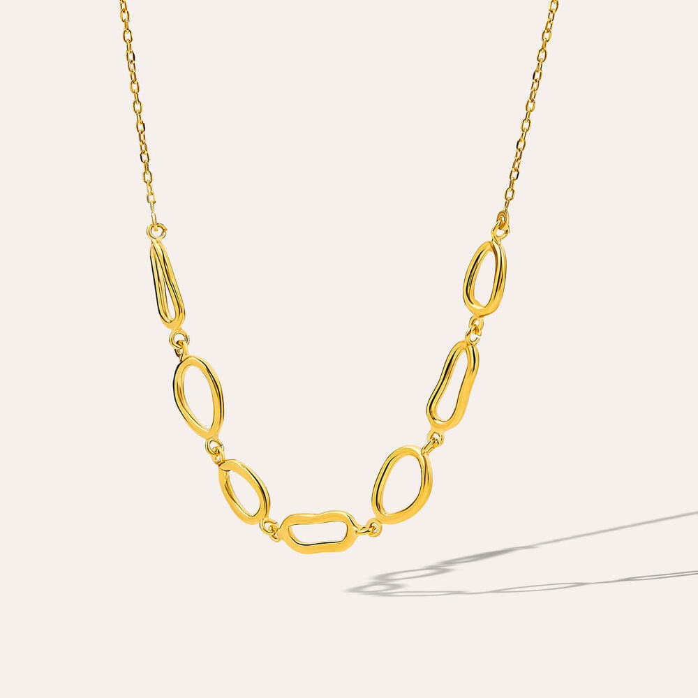 Yellow Gold Plated Sterling Silver Open Tear Loop Necklet