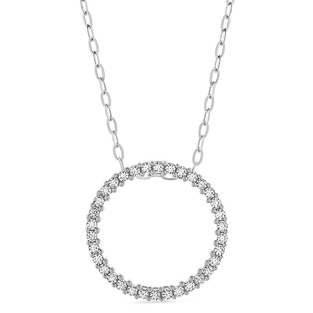 9ct White Gold Cubic Zirconia Open Circle Pendant (Chain Included) image number 0