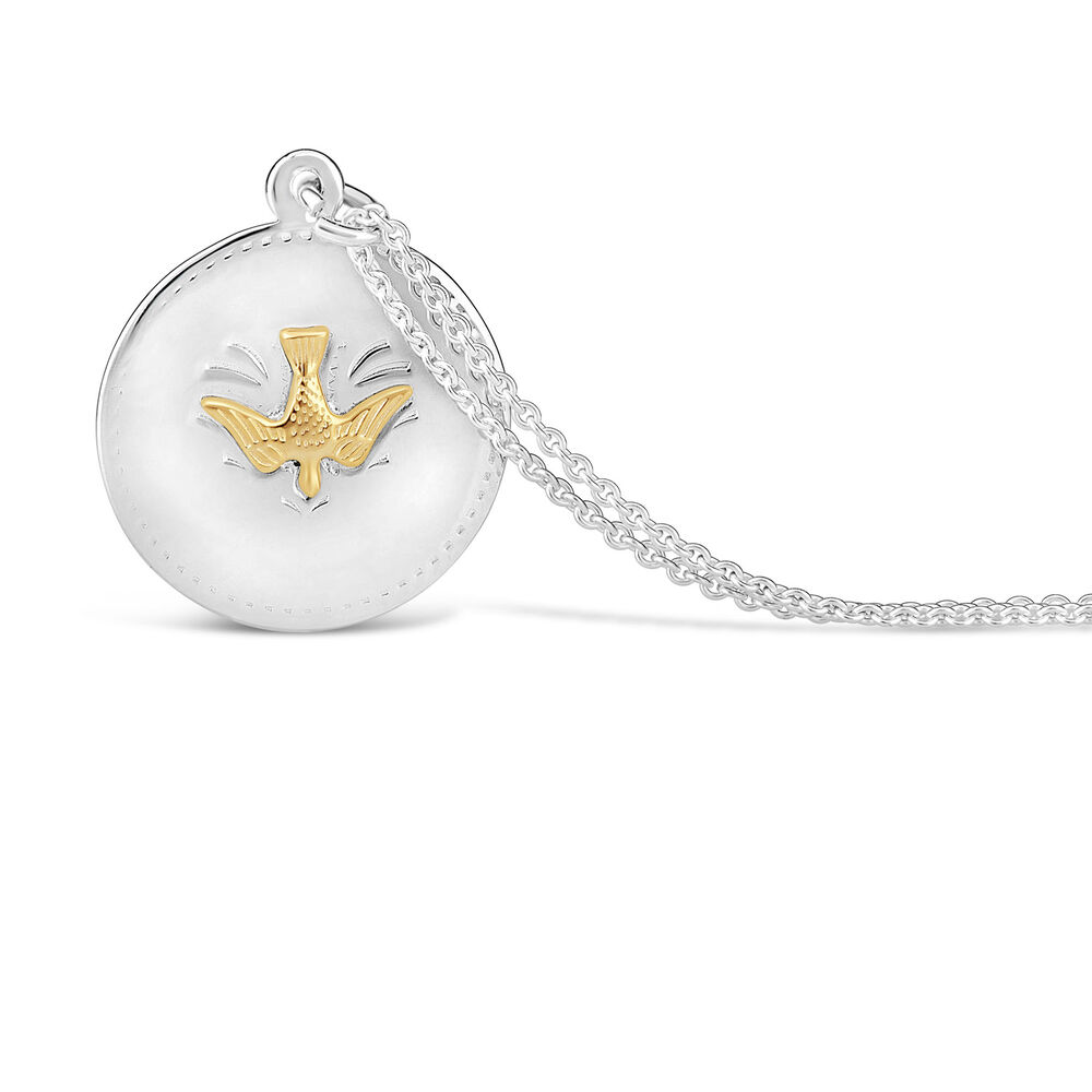 Sterling Silver & Yellow Gold-Plated Dove Pendant (Chain Included) image number 2