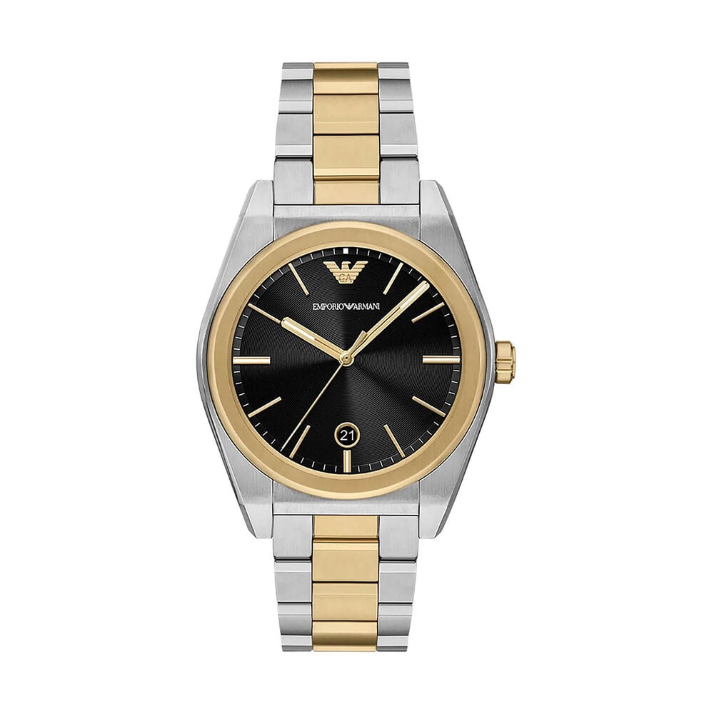 Emporio Armani 41mm Black Dial Two Tone Stainless Steel Watch image number 0