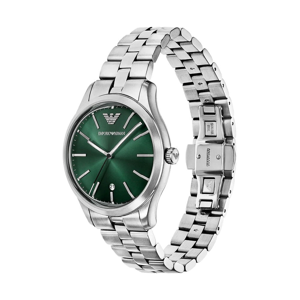 Emporio Armani 41mm Green Dial Stainless Steel Bracelet Watch image number 1