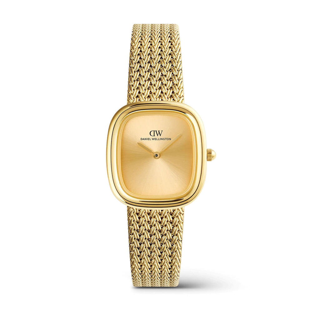 Daniel Wellington Margot 24x26mm Gold Tone Sunray Dial Steel Braided Mesh Bracelet Watch