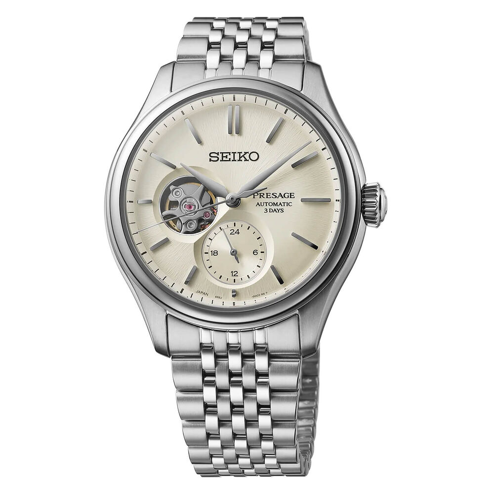 Seiko Presage Classic Series 'Shiro-iro' Open Heart 40mm White Dial Steel Bracelet Watch image number 0