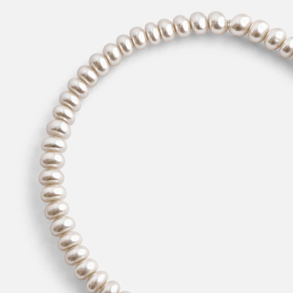 Sterling Silver Oval Freshwater Pearl Stretch Bracelet