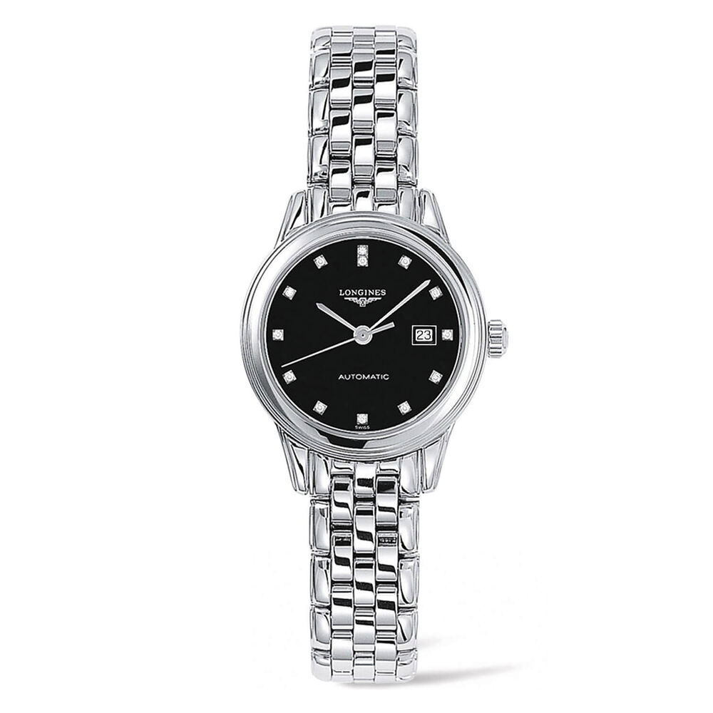 Longines Flagship Automatic Black Diamond Dial Steel Bracelet Ladies' Watch image number 0