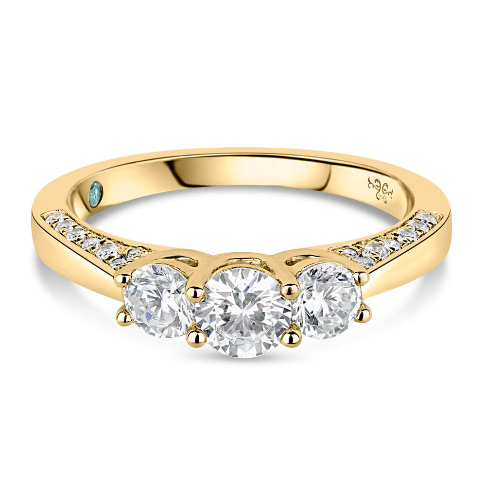 Kathy De Stafford 18ct Yellow Gold ''Mia'' 3 Stone Diamond & Diamond On Facing 0.88ct Ring image number 4