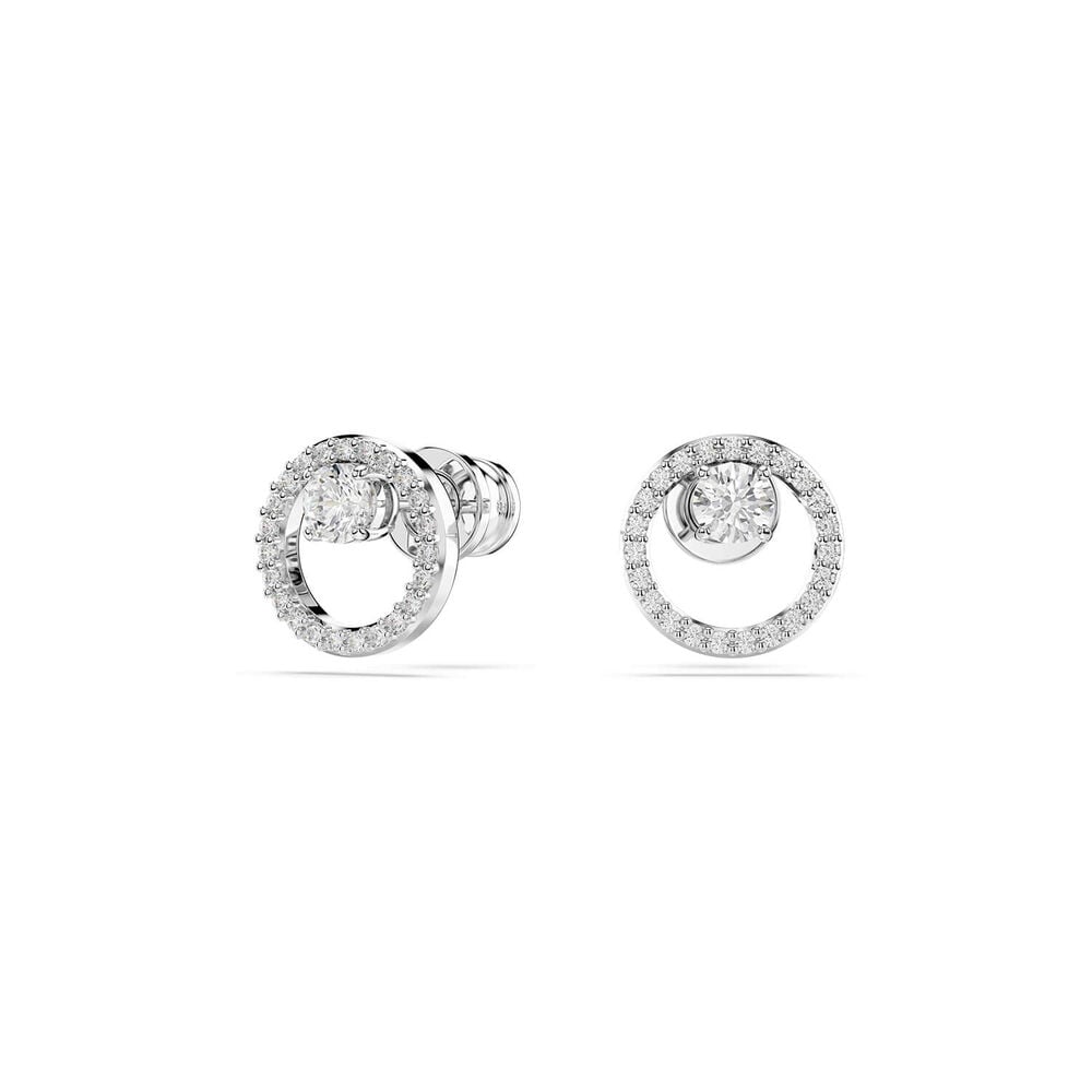 Swarovski Constella Cubic Zirconia Rhodium Plated Circle Stud Earrings