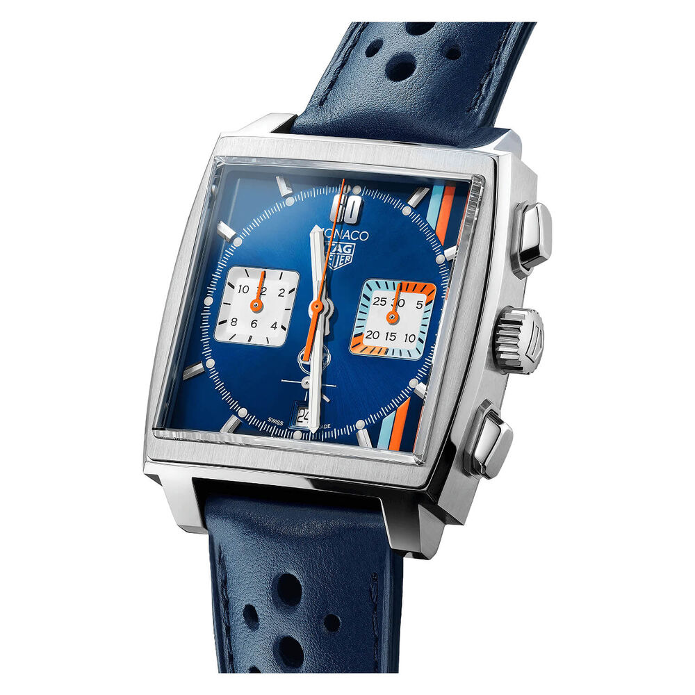 TAG Heuer Monaco Gulf Edition 39mm Blue Dial & Leather Strap Watch