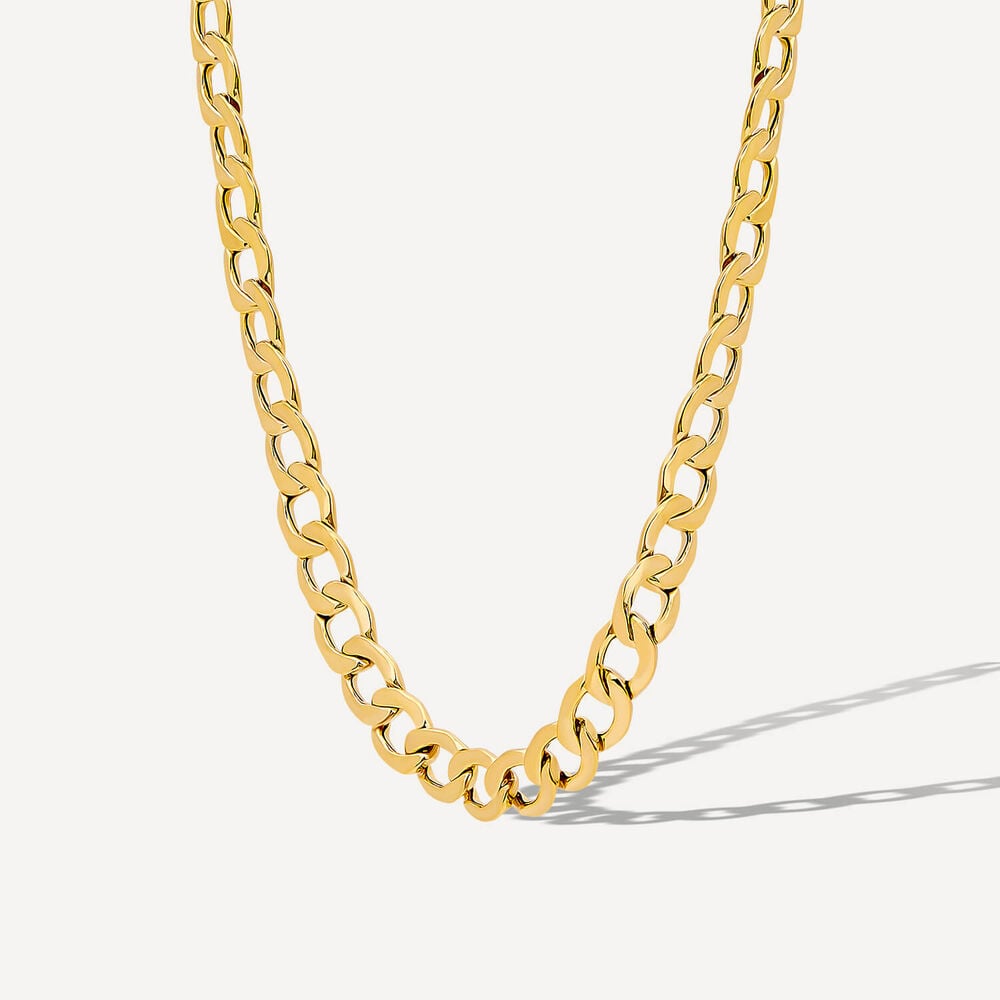 9ct Yellow Gold Oval Curb Chain Necklace image number 1