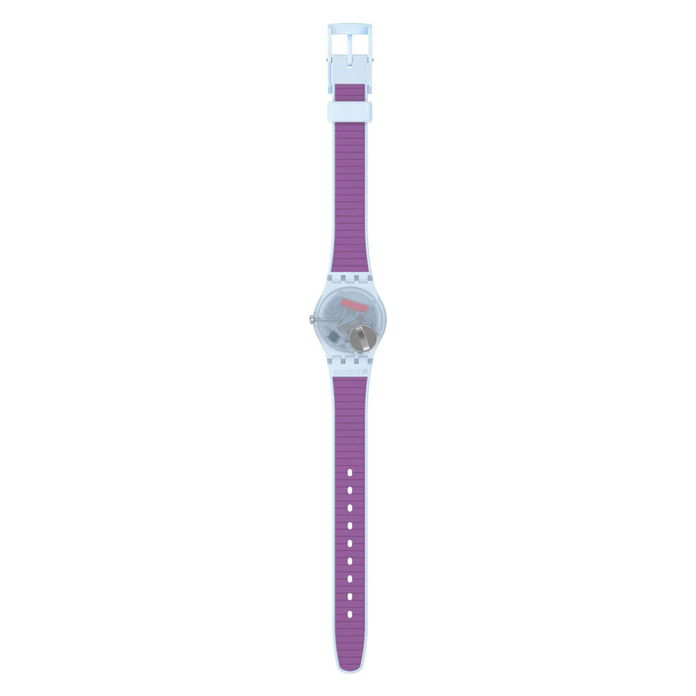 Swatch Powder Plum 25mm Purple Dial Blue Strap Watch image number 3