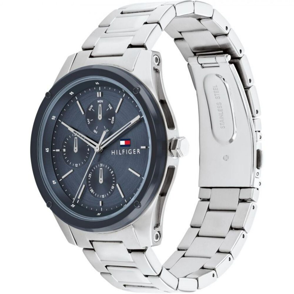 Tommy Hilfiger 43.5mm Blue Dial & Blue IP Bezel Steel Bracelet Watch image number 2