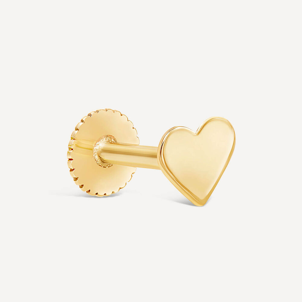 9ct Yellow Gold Plain Polished Heart Single Stud Earring image number 1