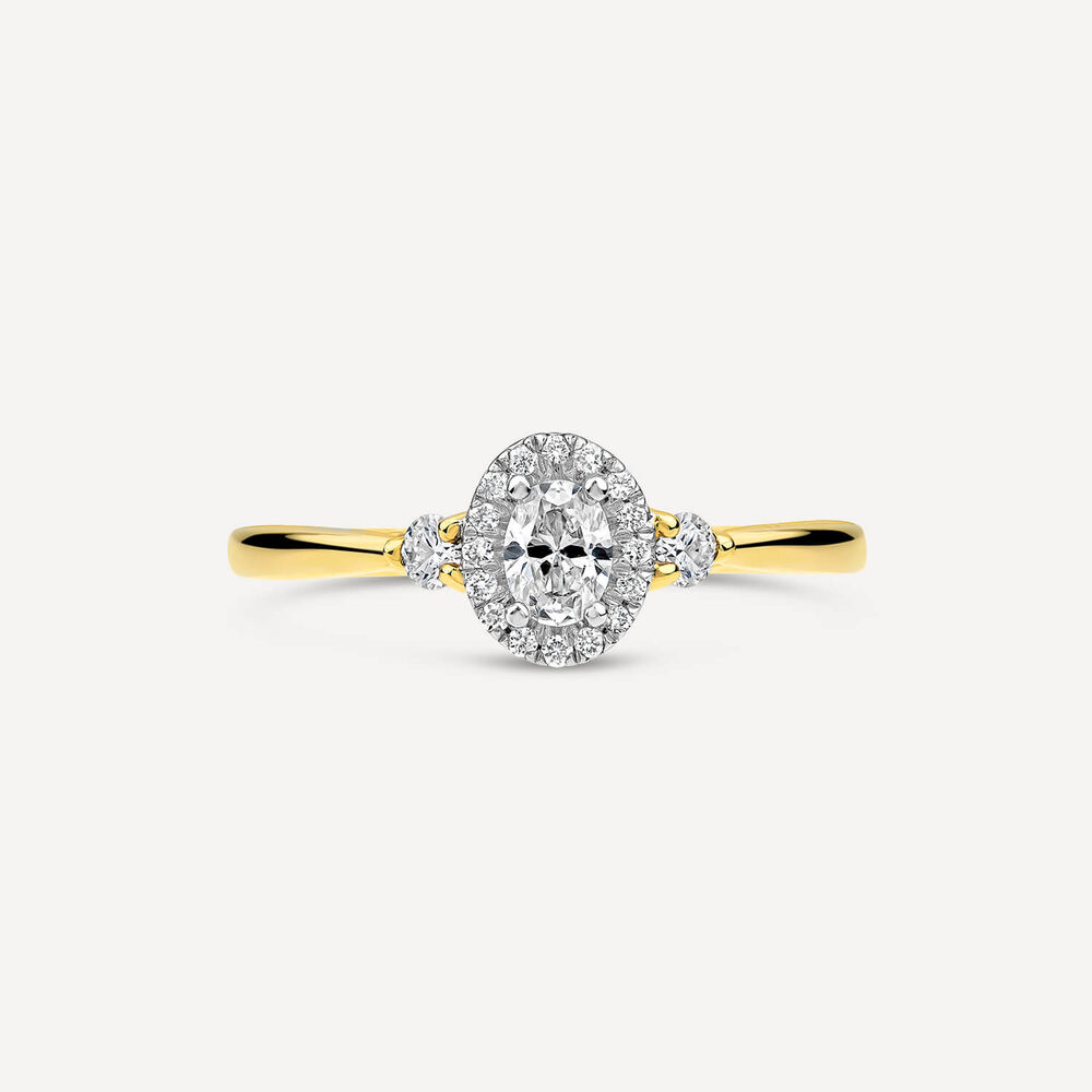 Northern Star 0.40ct Diamond Oval Halo & Sides 18ct Yellow Gold Ring