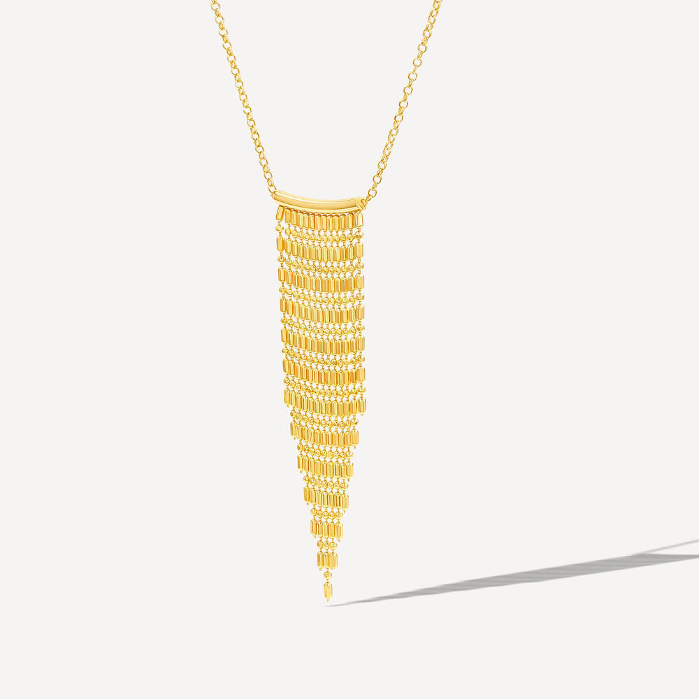 Yellow Gold Plated Sterling Silver Arrow Shaped Fringe Necklet image number 1