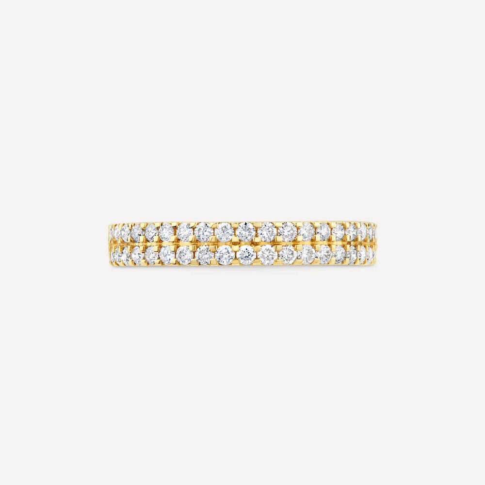 9ct Yellow Gold 0.38ct Double Row Claw Set Diamond Eternity Ring image number 1
