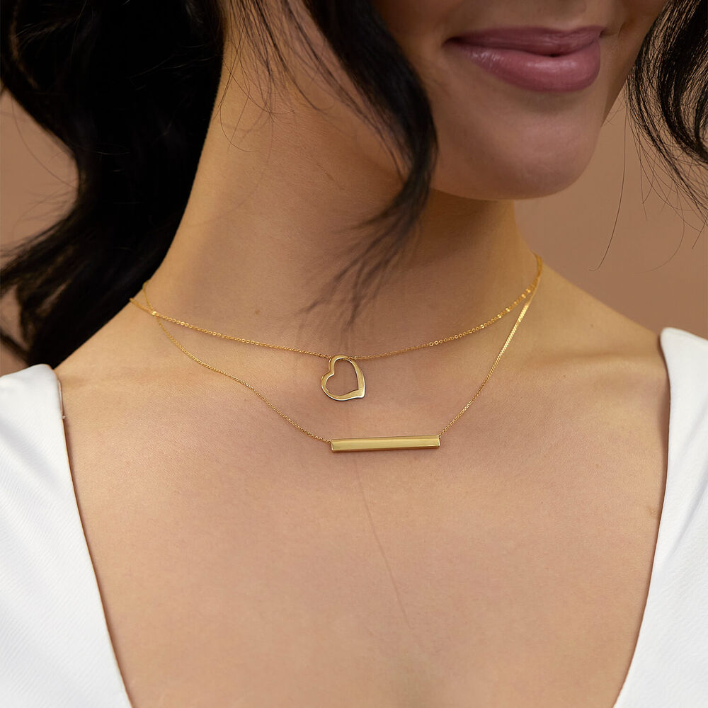 9ct Yellow Gold Open Dangling Heart Necklet image number 4