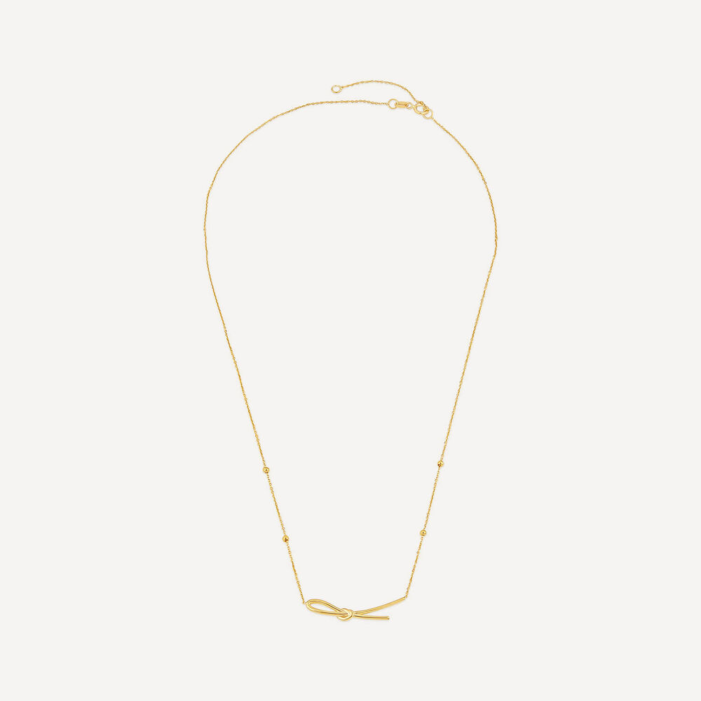 9ct Yellow Gold Long Knot Hammock Bead Chain Necklet image number 2