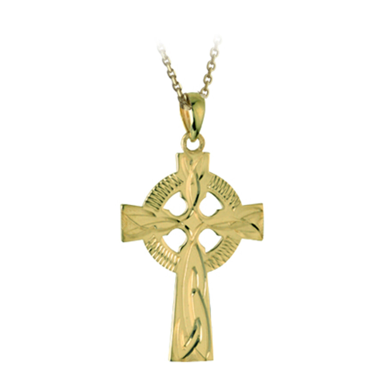 14KT Gold Vermeil Emerald Celtic Cross Necklace - Celtic Cross Online
