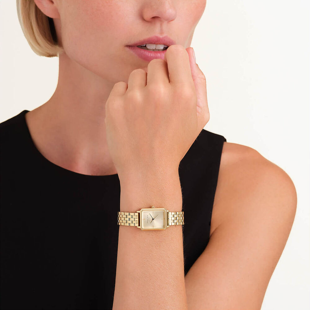 Rosefield Octagon XS Champagne 19.5x24mm Dial 23k Gold Plated Steel Bracelet Watch image number 2