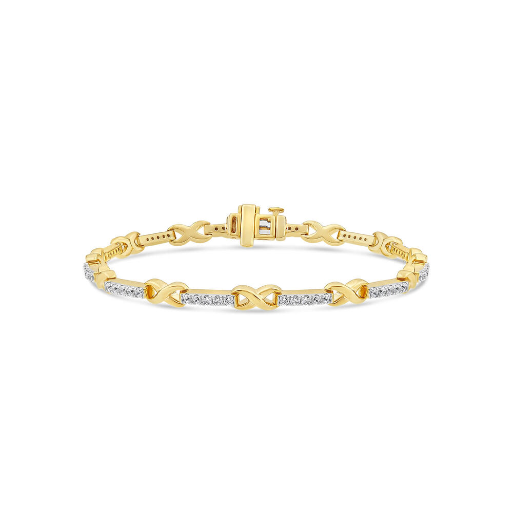 9ct Yellow & White Gold 1.00ct Diamond Kiss Bracelet