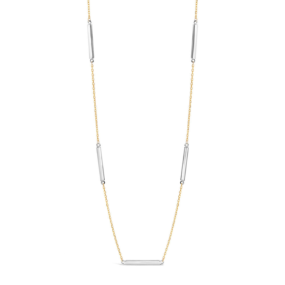 9ct Yellow & White Gold Polished Bars and Chain Necklet