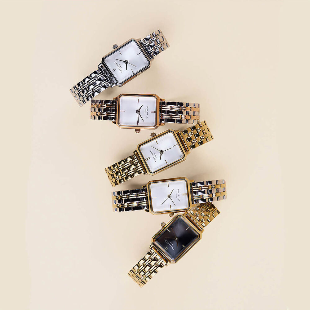 Rosefield Octagon XS Duotone Gold 19.5x24mm White Dial 23k Gold Plated Steel Bracelet Watch image number 5