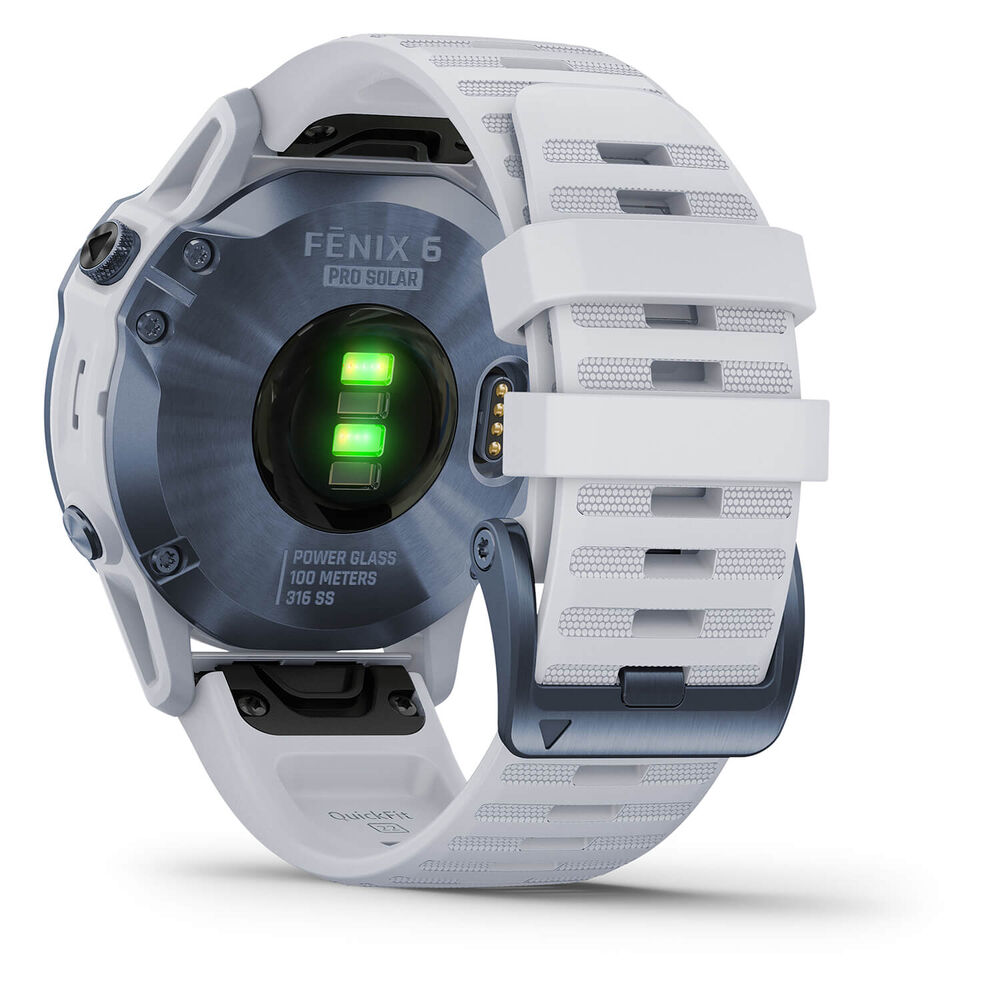 Garmin Fenix 6 Pro Solar Whitestone Silicone Strap Smartwatch image number 2