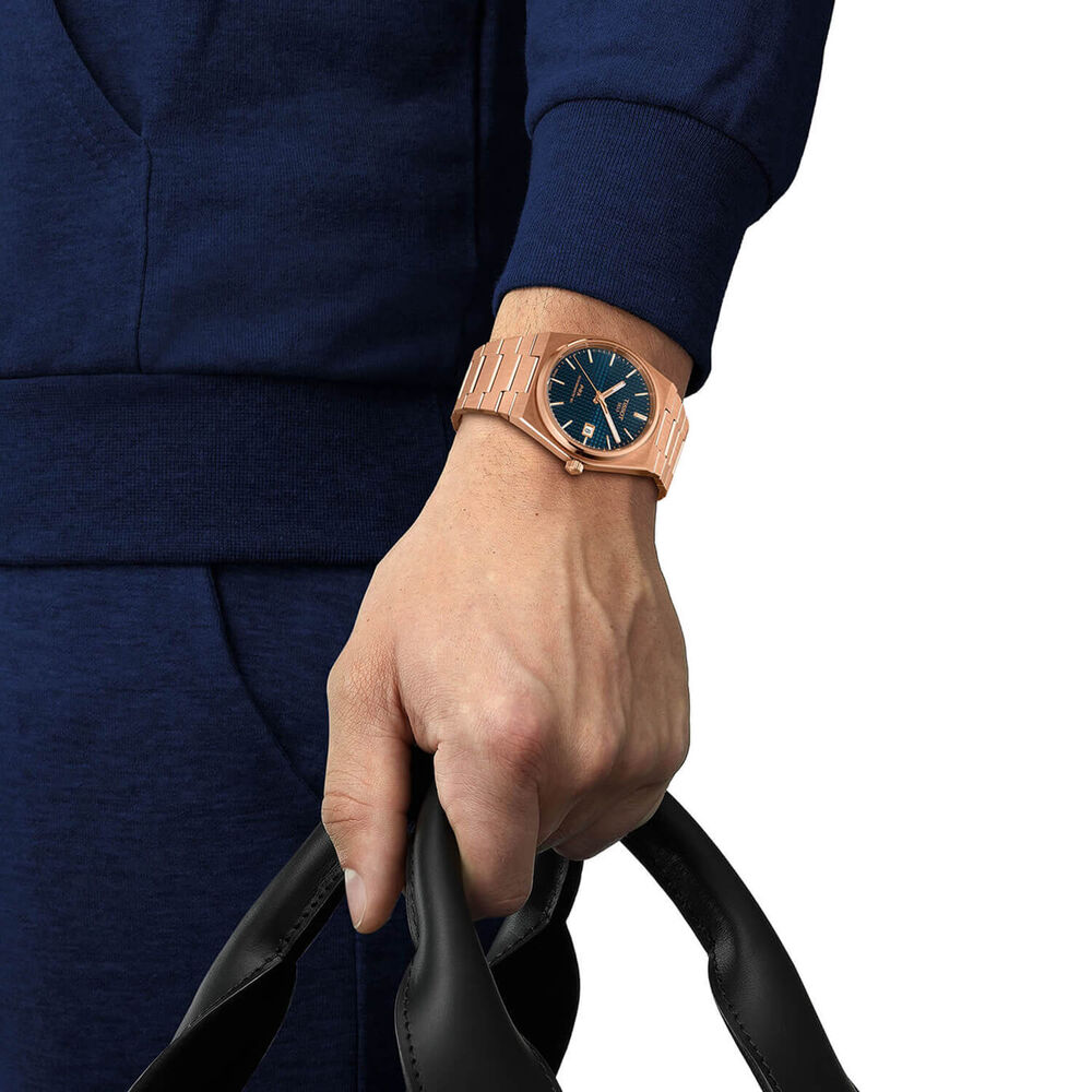 Tissot PRX Powermatic 80 40mm Blue Dial Rose Gold PVD Steel Bracelet Watch