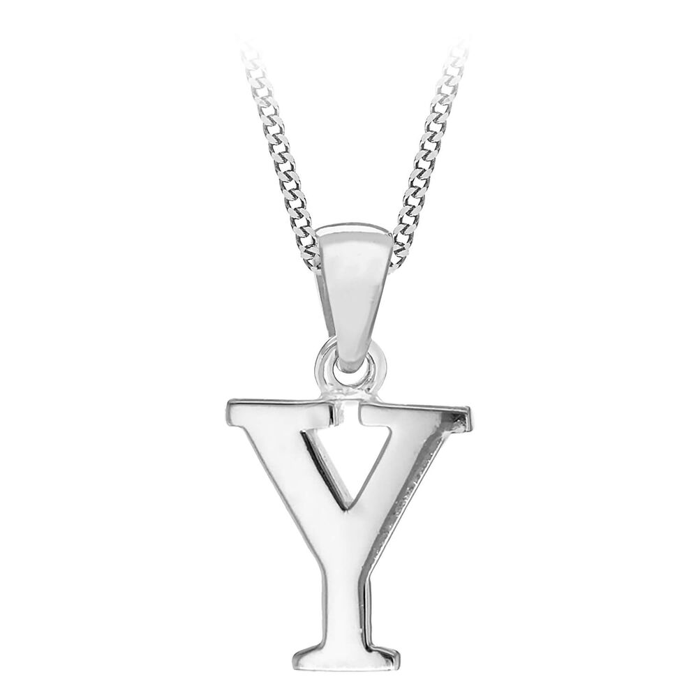 Sterling Silver Block Initial Y Pendant  (Chain Included) image number 0