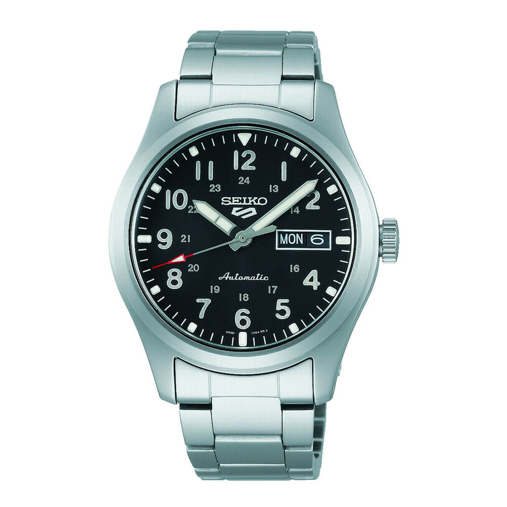 Seiko 5 Sports Field 39.4mm Black Dial Bracelet Watch image number 0