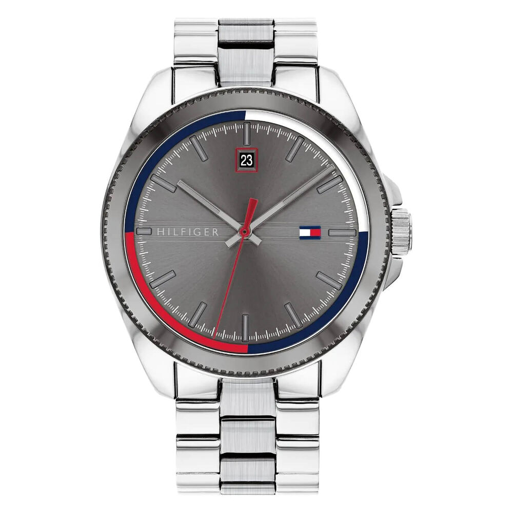 Tommy Hilfiger Mens Stainless Steel Strap Grey Dial Watch image number 0