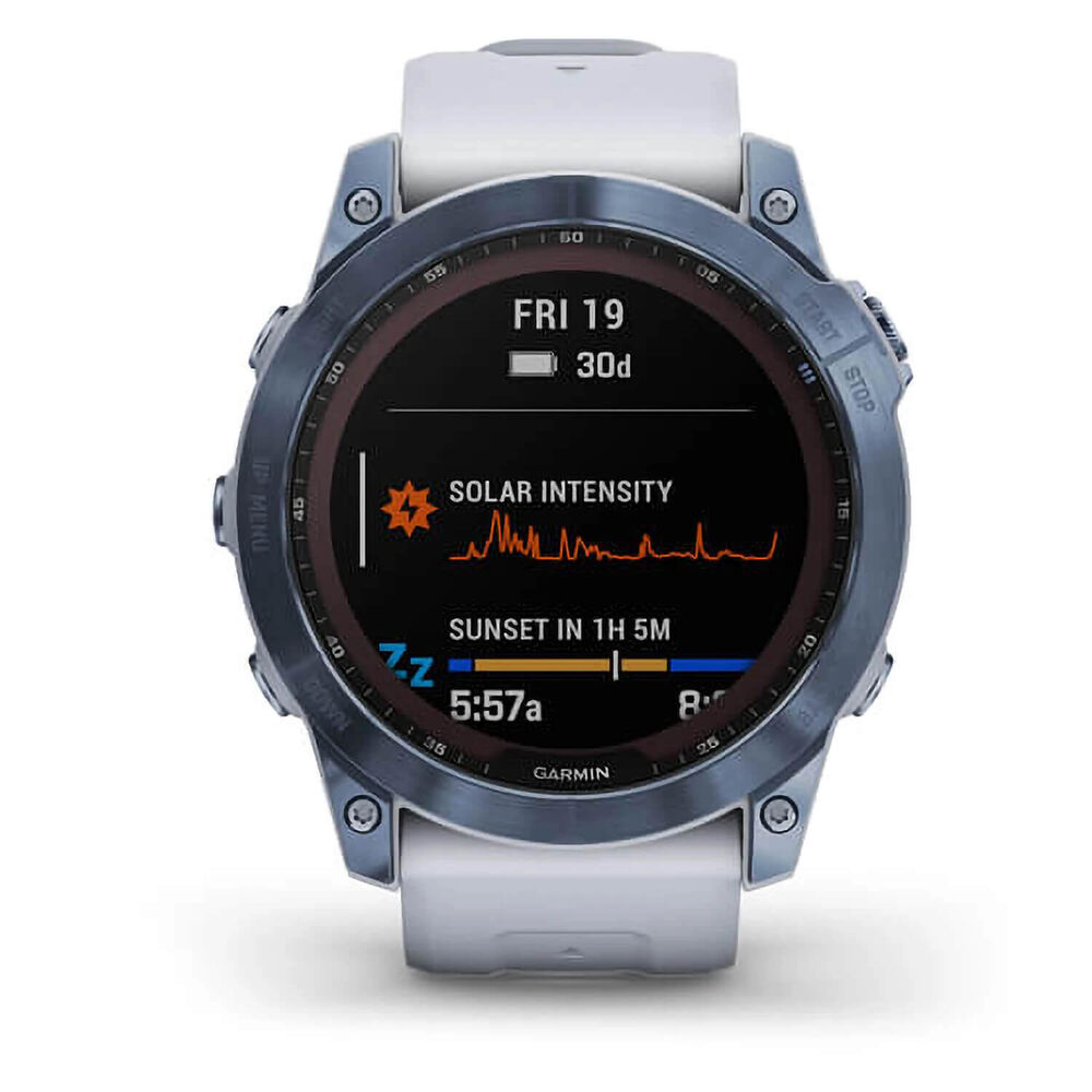 Garmin Fenix 7X Sapphire Blue Titanium Silicone Strap Watch