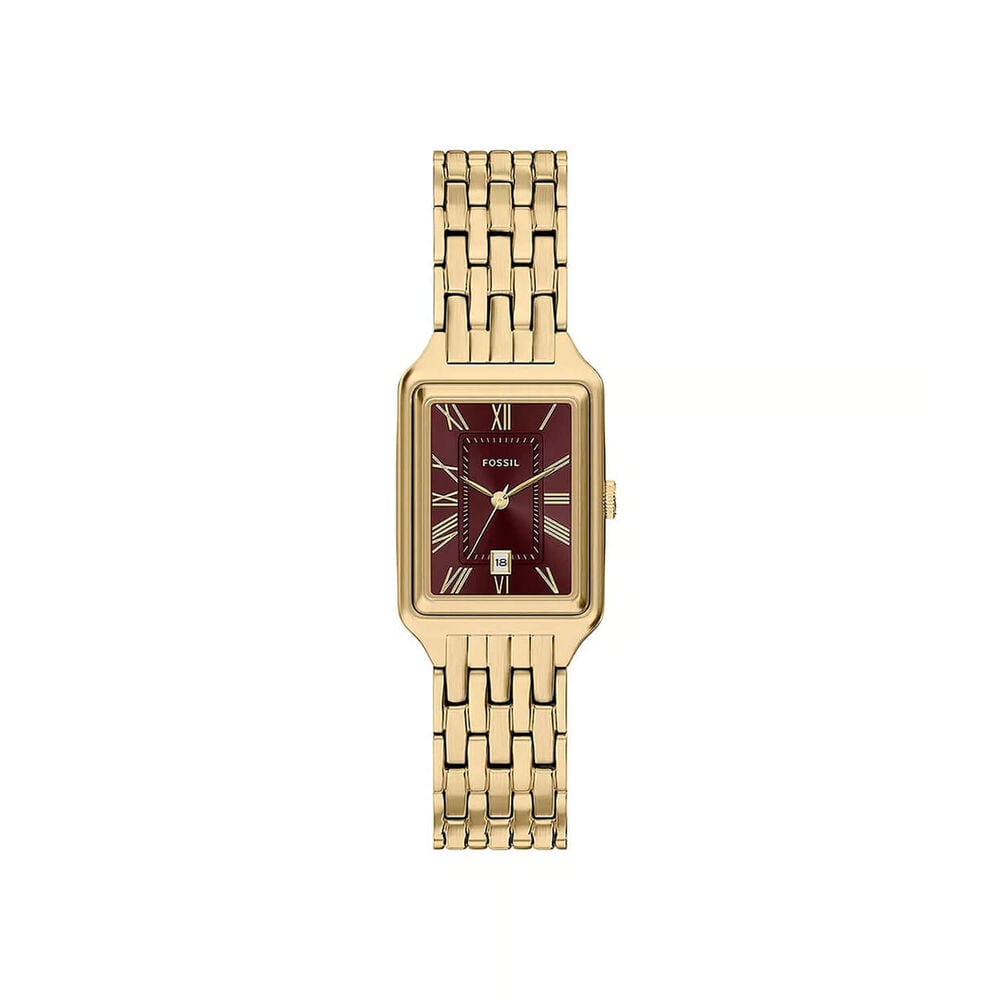 Fossil Raquel 23mm Red Dial Gold Tone Steel Bracelet Watch