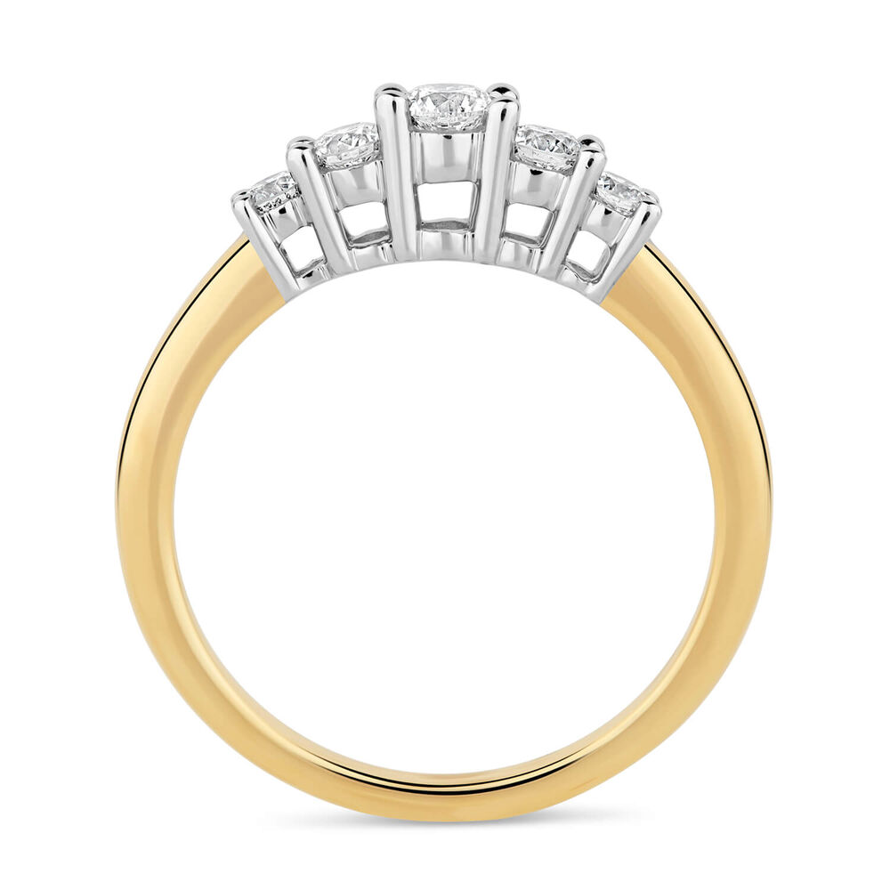 18ct Yellow Gold Claw 5 Stone 0.51ct Diamond Ladies Ring image number 2