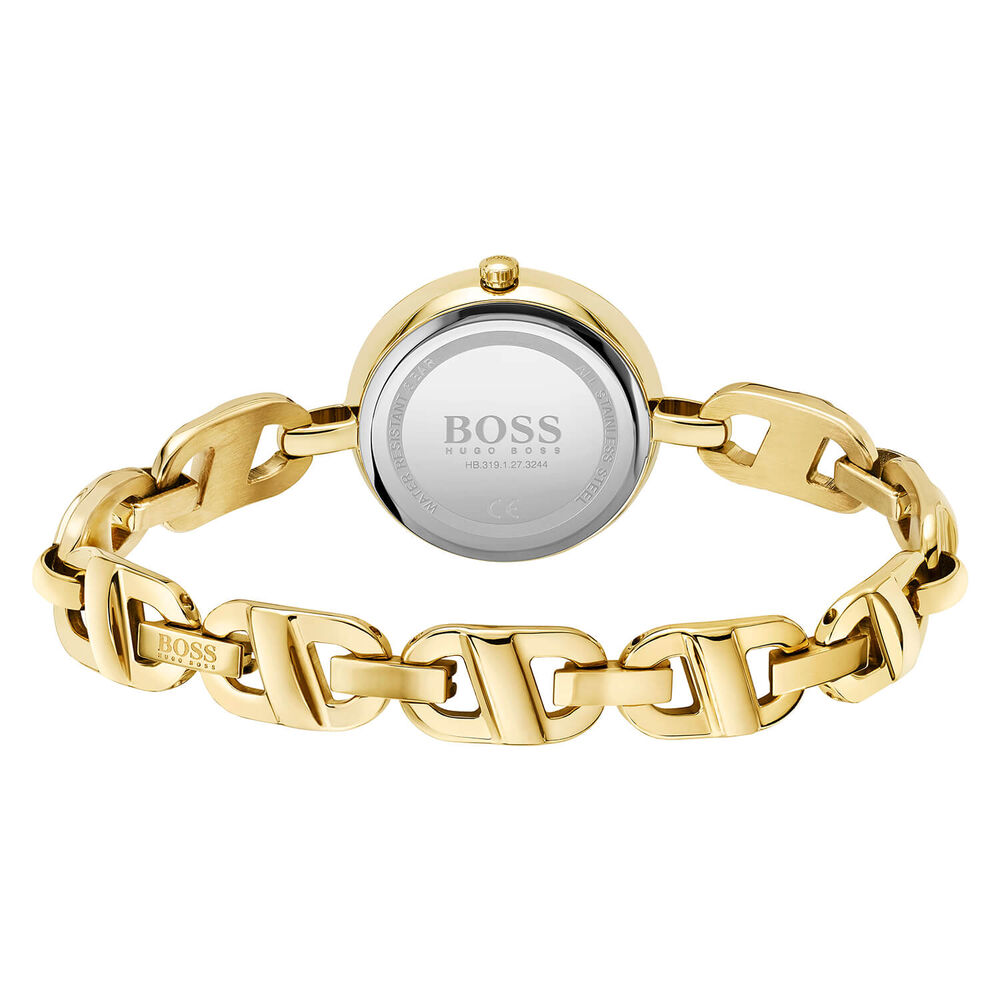 Hugo Boss Chain 28mm Sunray Dial Yellow Gold PVD Case Bracelet Watch