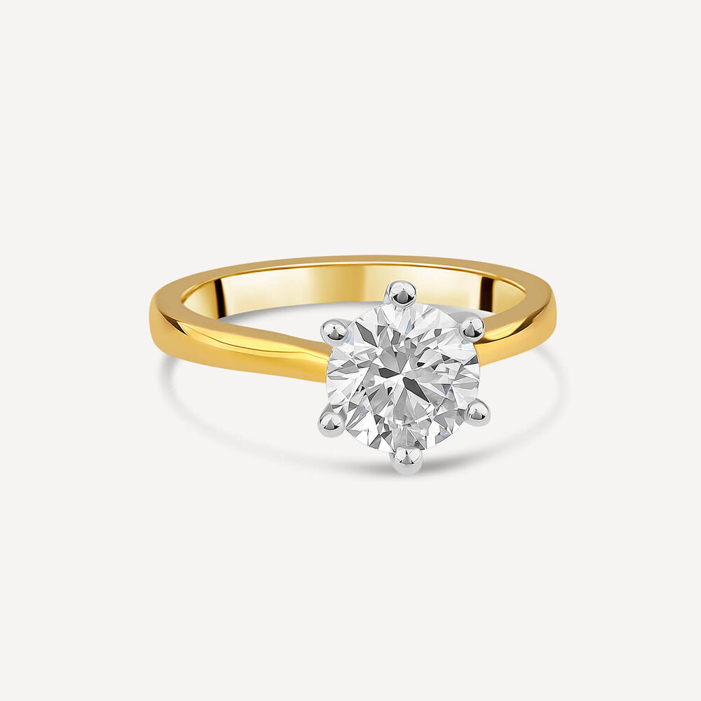 Born 18ct Yellow Gold 1.50ct Round Lab Grown Diamond 6 Claw Set Solitaire Ring image number 2