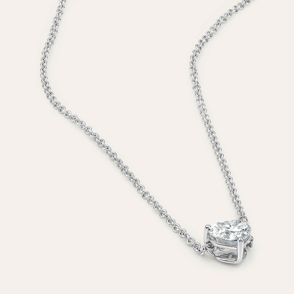 Born Classic 9ct White Gold Lab Grown 0.50ct Heart Shaped Diamond Pendant