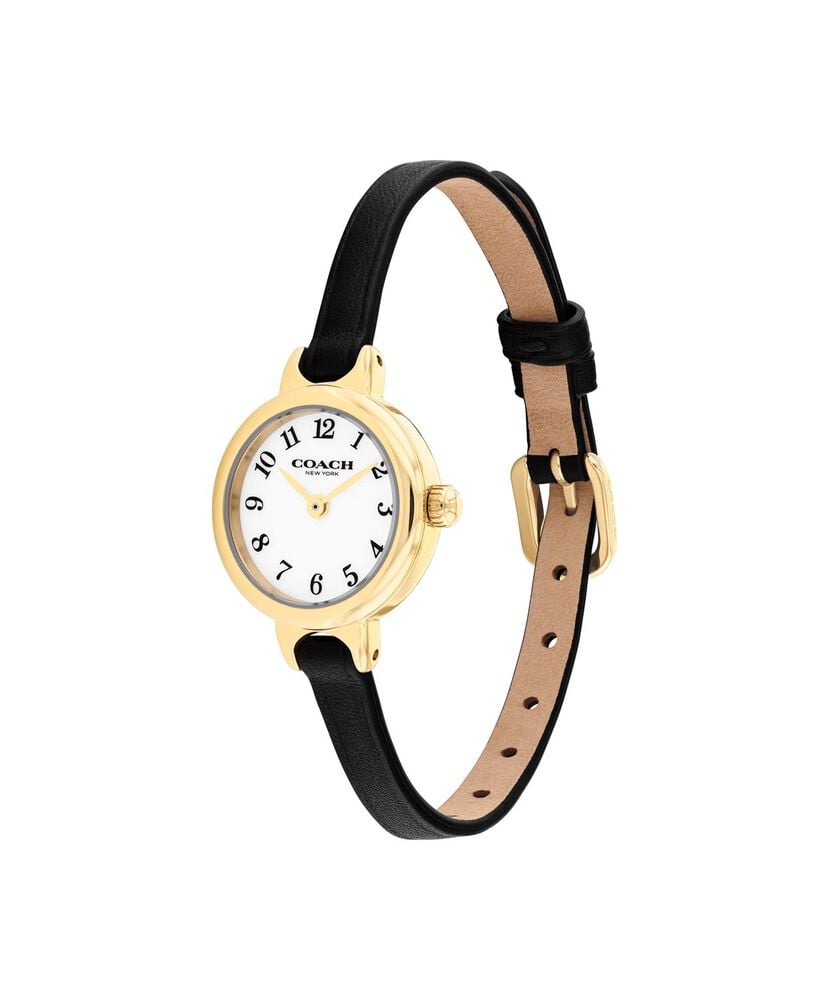 Coach Iris 22mm White Dial Black Leather Strap Watch