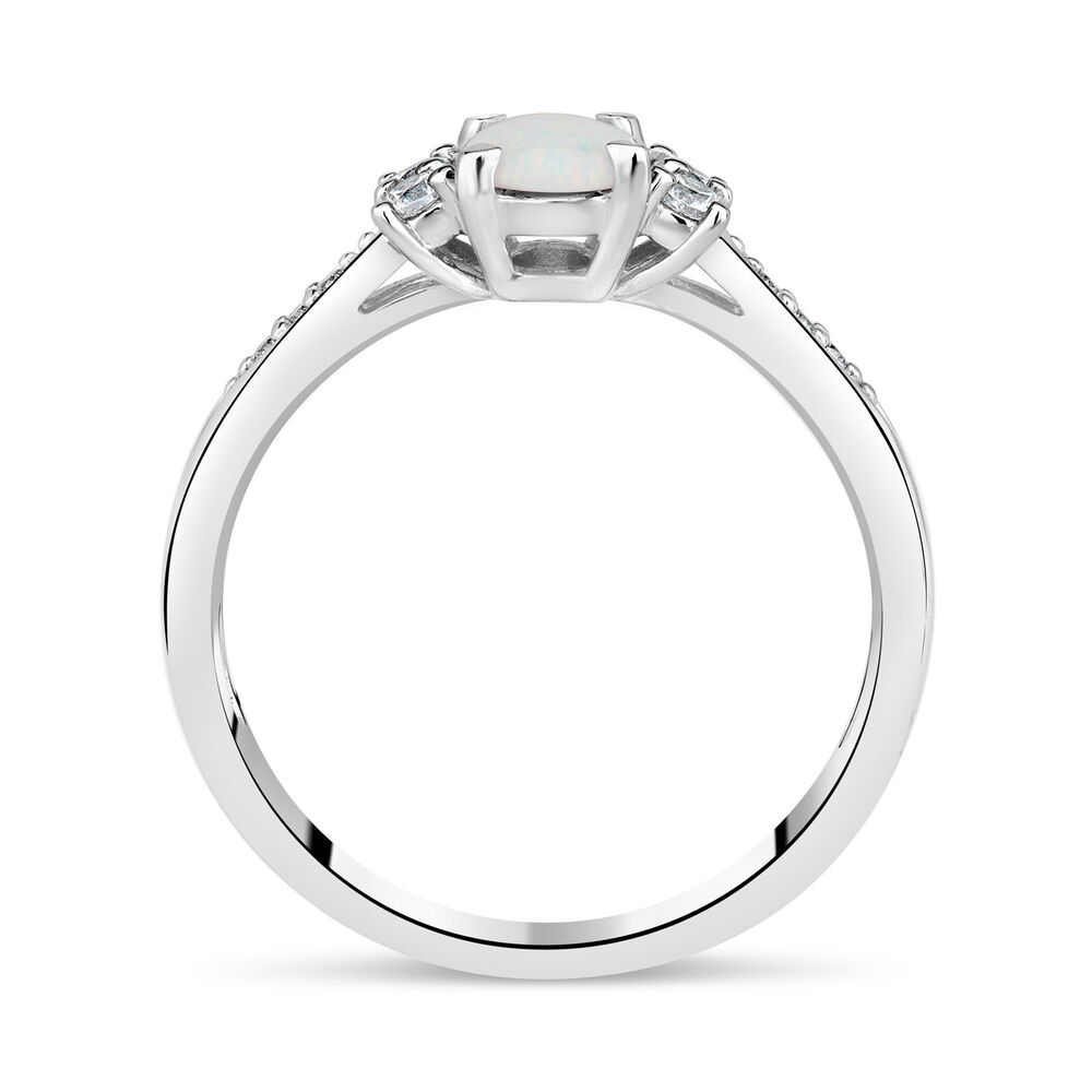 Ladies' 9ct White Gold Opal & Cubic Zirconia Dress Ring image number 2