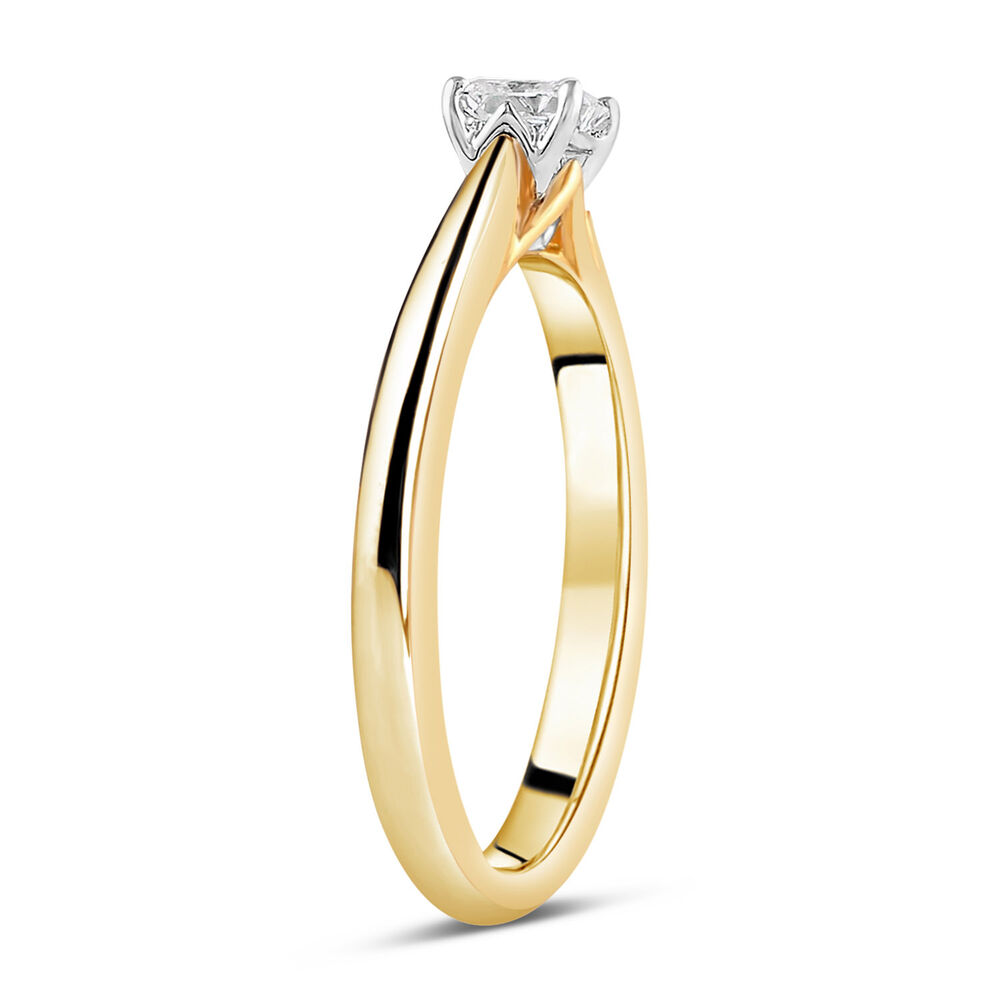 18ct Yellow Gold 0.25ct Princess Diamond Orchid Setting Ring image number 3