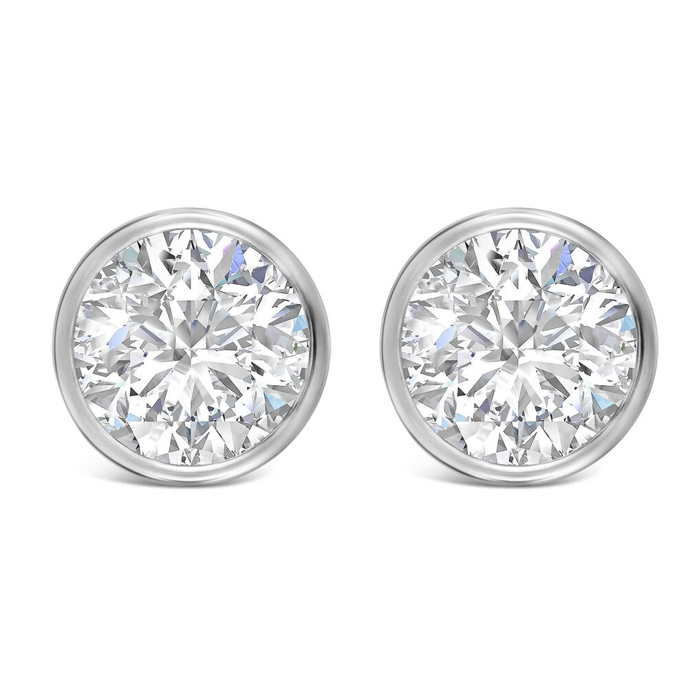 9ct White Gold Cubic Zirconia Stud Earrings image number 0